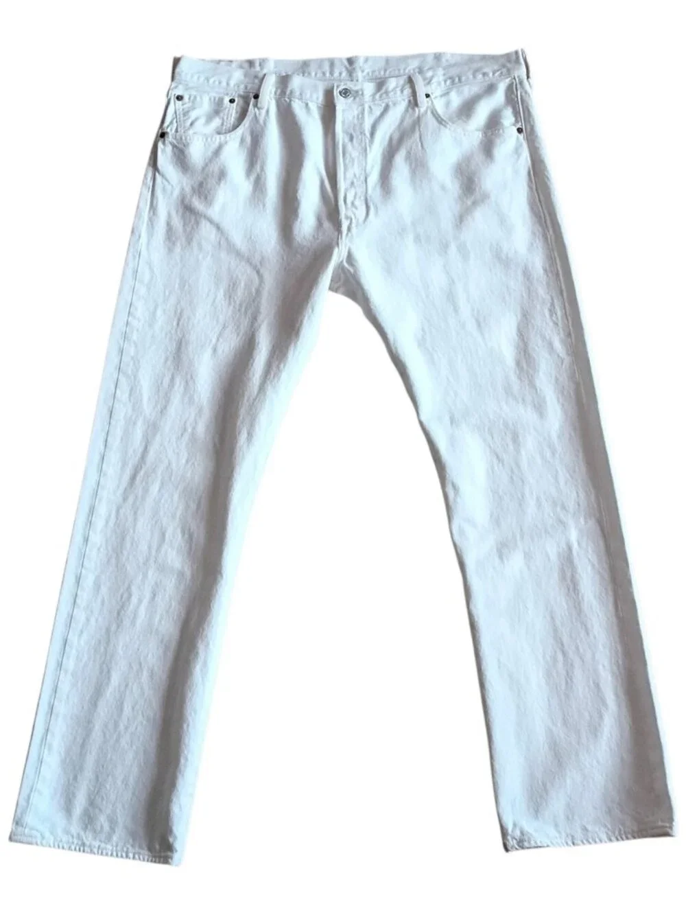 LEVI'S 501 Original Men's Whiten Denim Jeans Straight Leg Button Fly 40W x 32L
